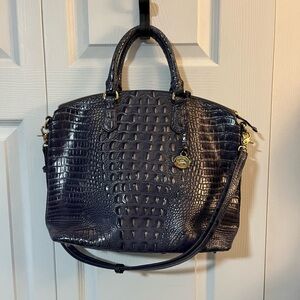 BRAHMIN Large Duxbury Leather Satchel Twilight Blue Ombré